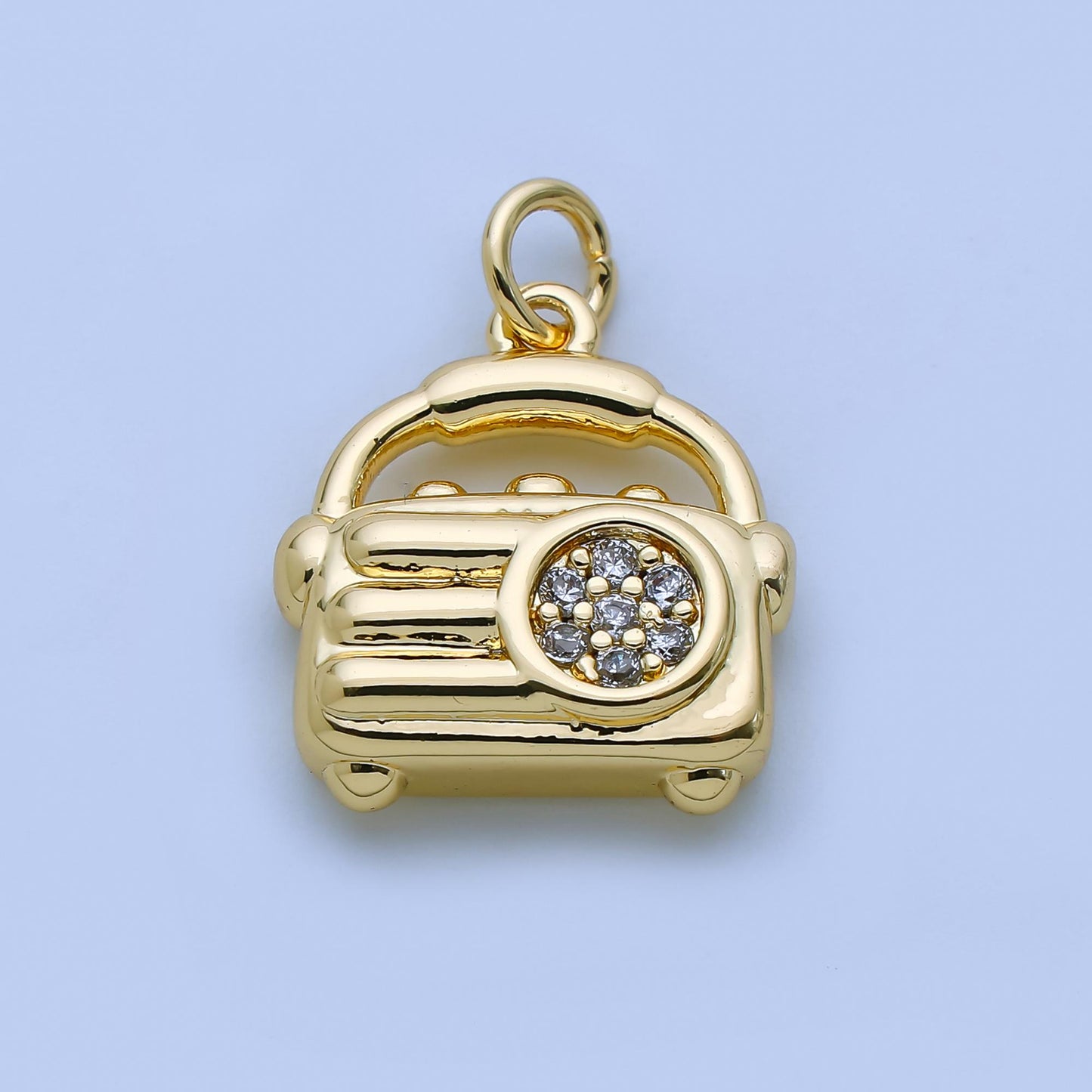 24k gold filled Mini Radio Charm Silver Retro Gadget pendant | AJ-370