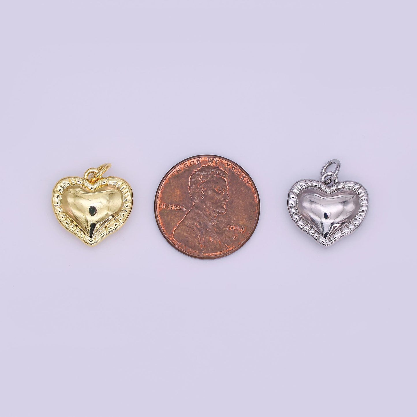 24k gold filled Mini Heart Charm Silver Love pendant add on Charm | AJ-367