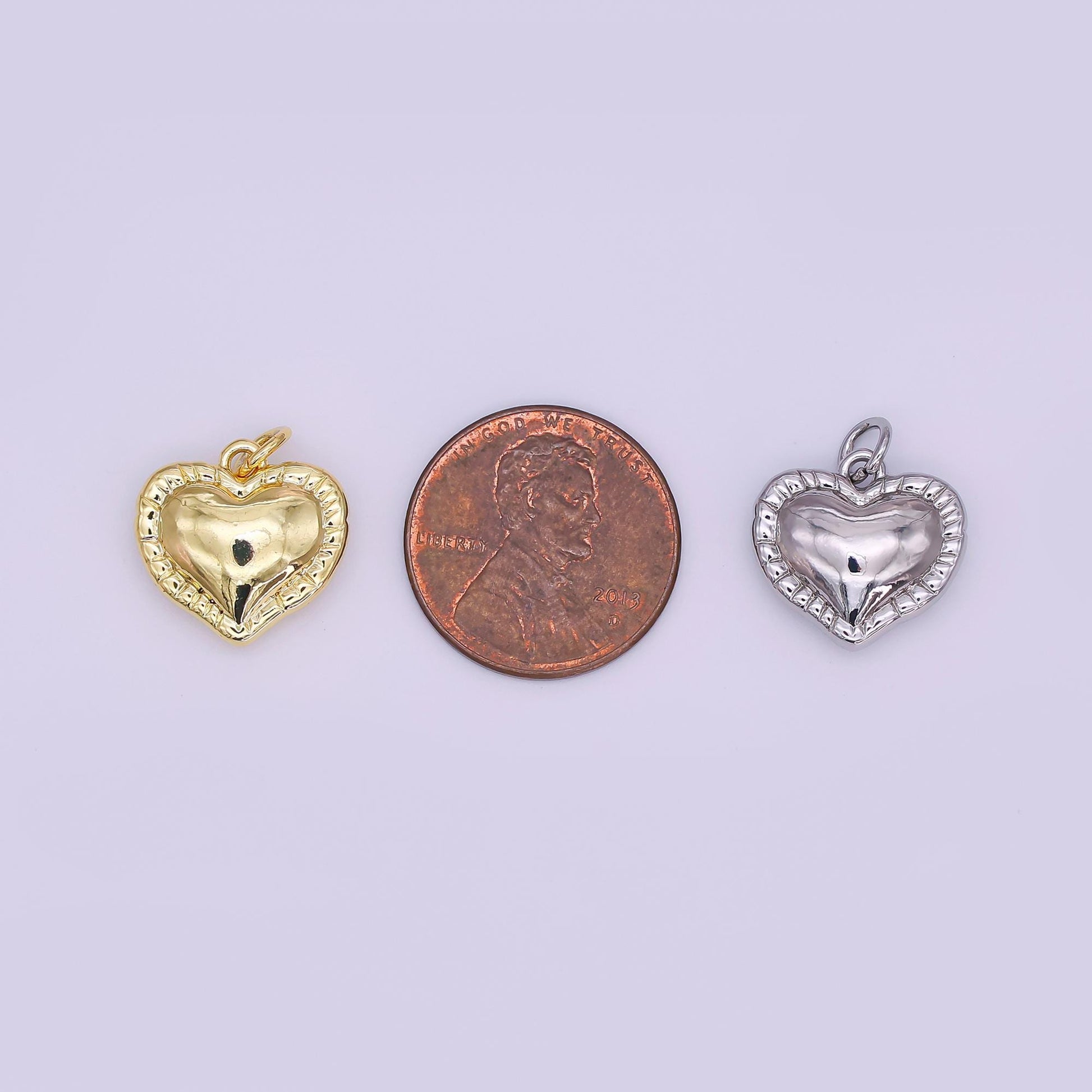 24k gold filled Mini Heart Charm Silver Love pendant add on Charm | AJ-367