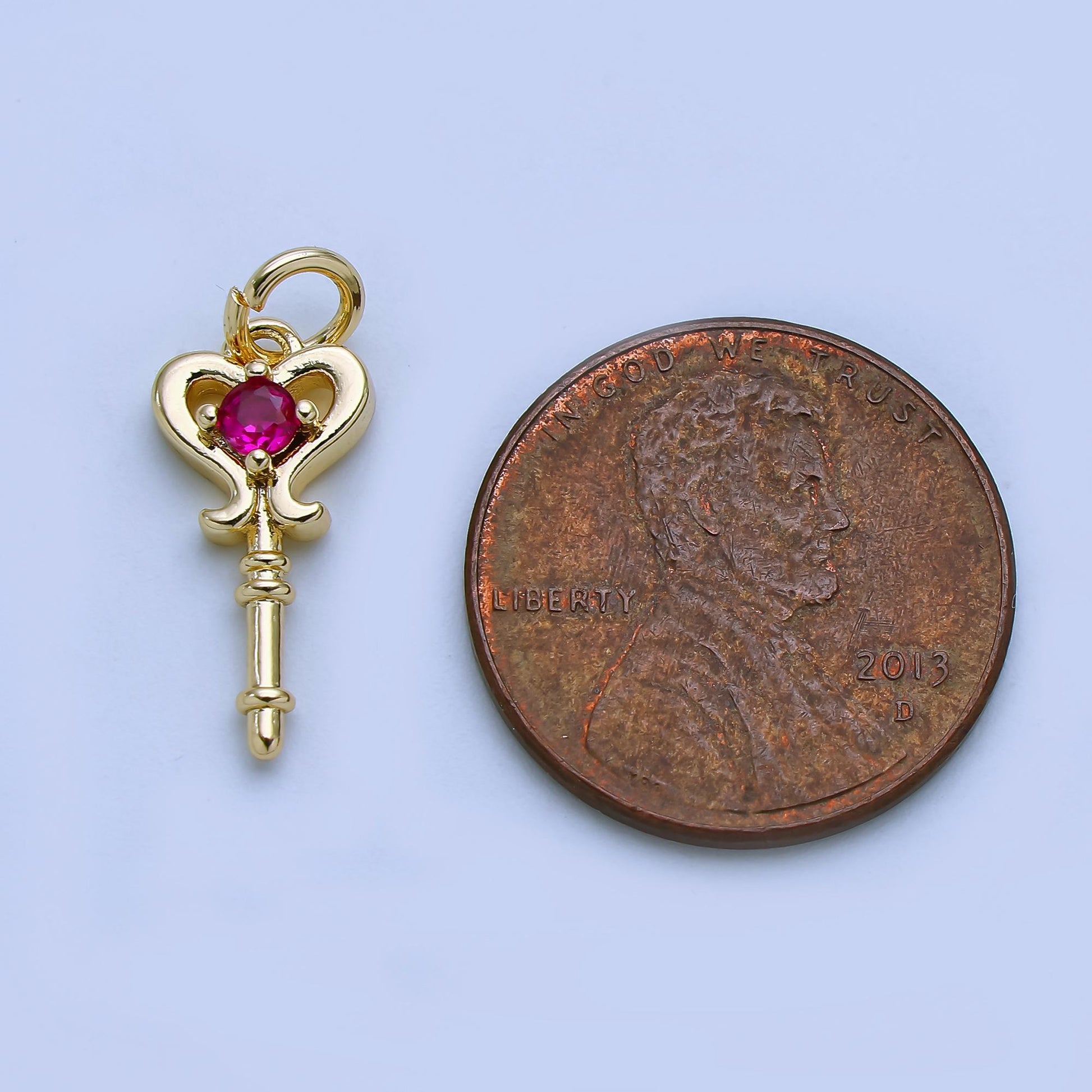 24k gold filled Mini Fairy Wand Charms with CZ Stone AJ-377