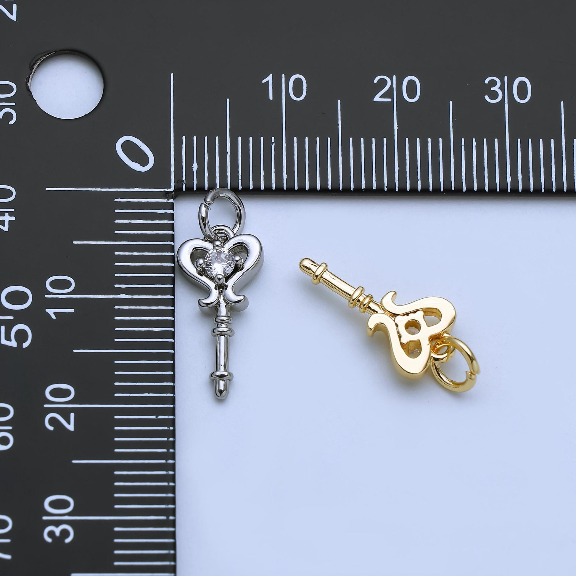 24k gold filled Mini Fairy Wand Charms with CZ Stone AJ-377