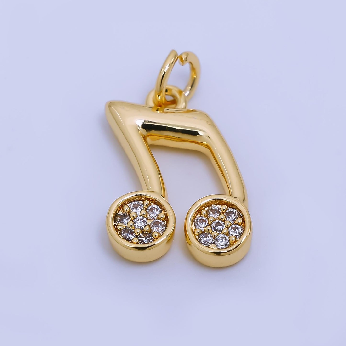Mini musical eighth note artist singer music charm pendant in 24k gold micro pave notes charm ac1164