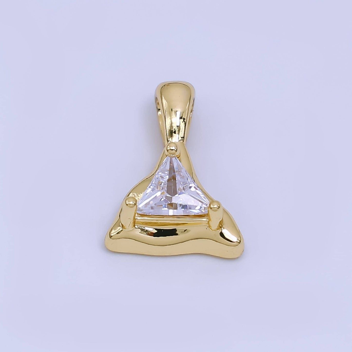 Molten Gold Charm CZ dainty triangle Geometric Jewelry Charm AH-496