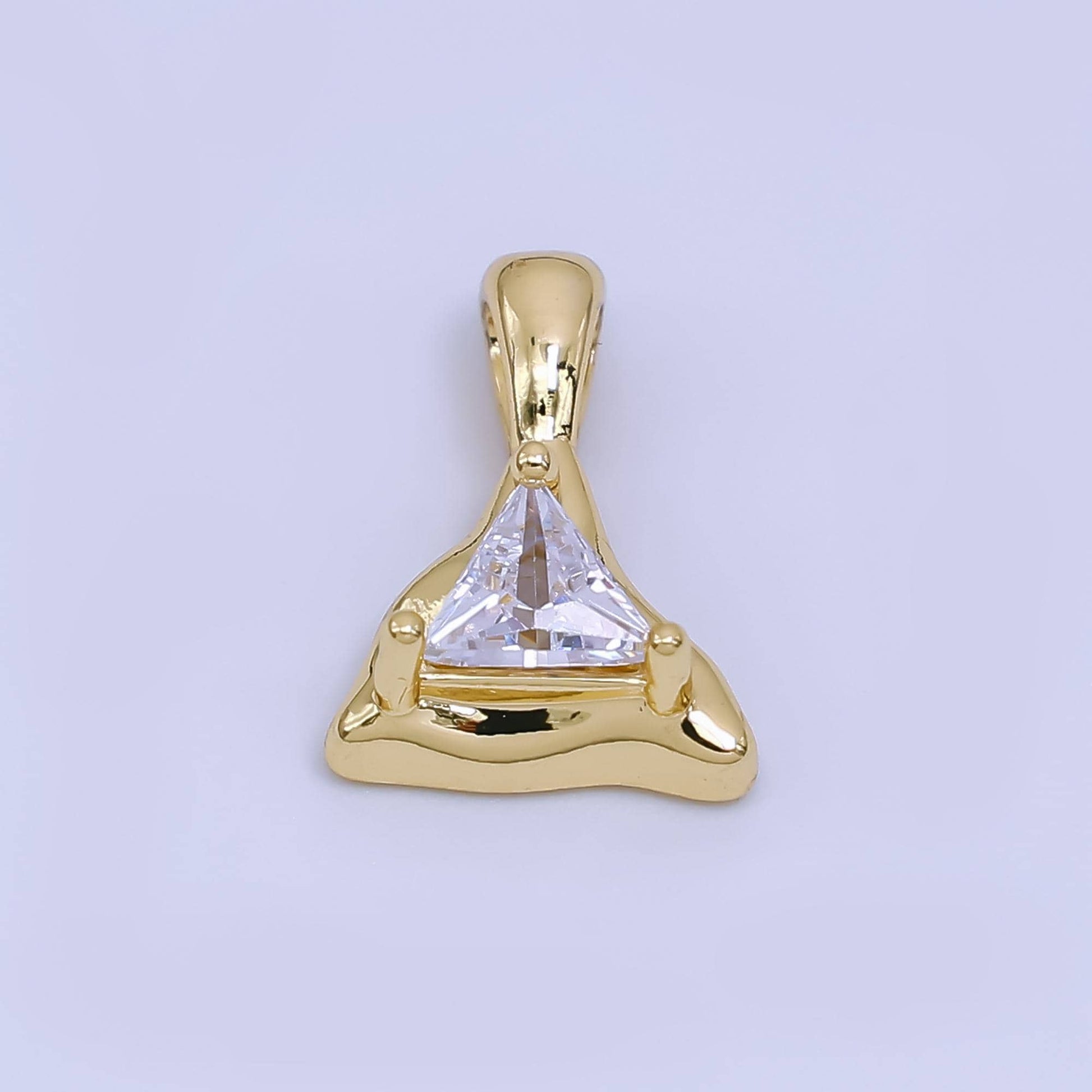Molten Gold Charm CZ dainty triangle Geometric Jewelry Charm AH-496