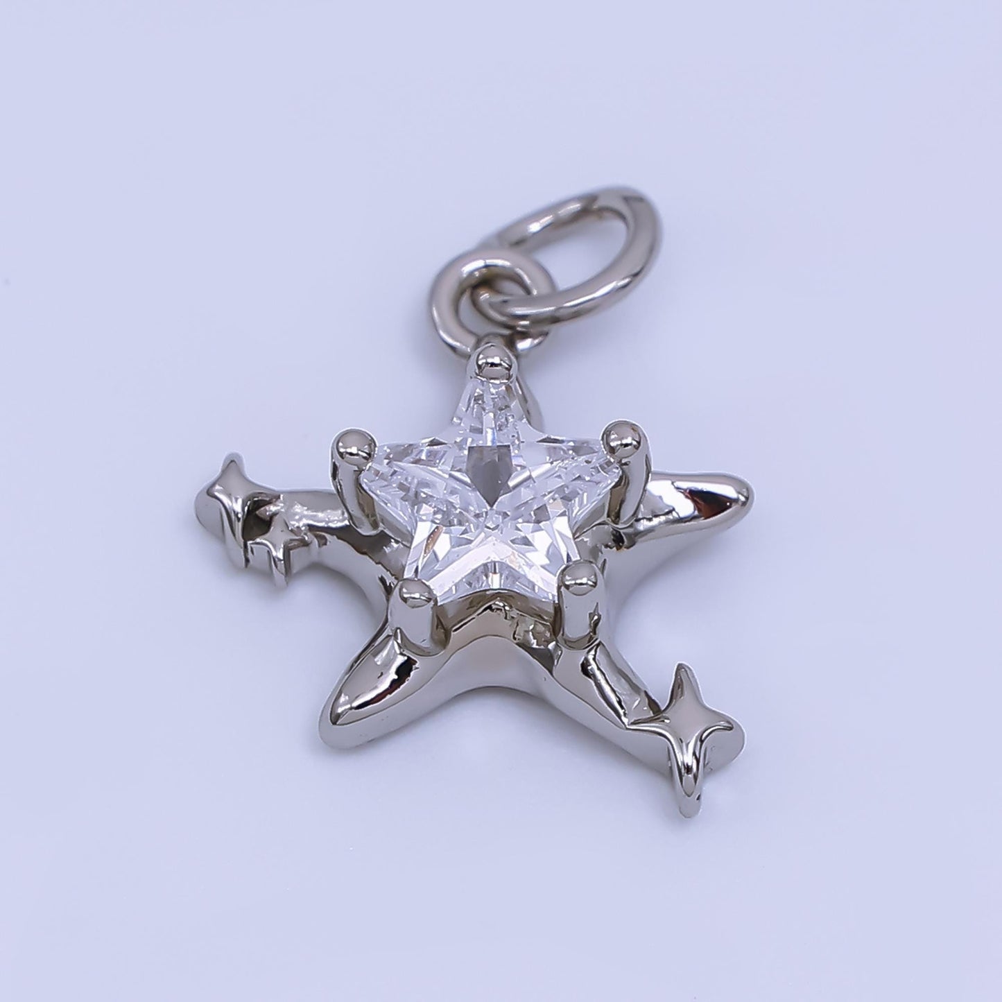 Molten Gold Charm CZ dainty Star Celestial Jewelry Charm AJ-373
