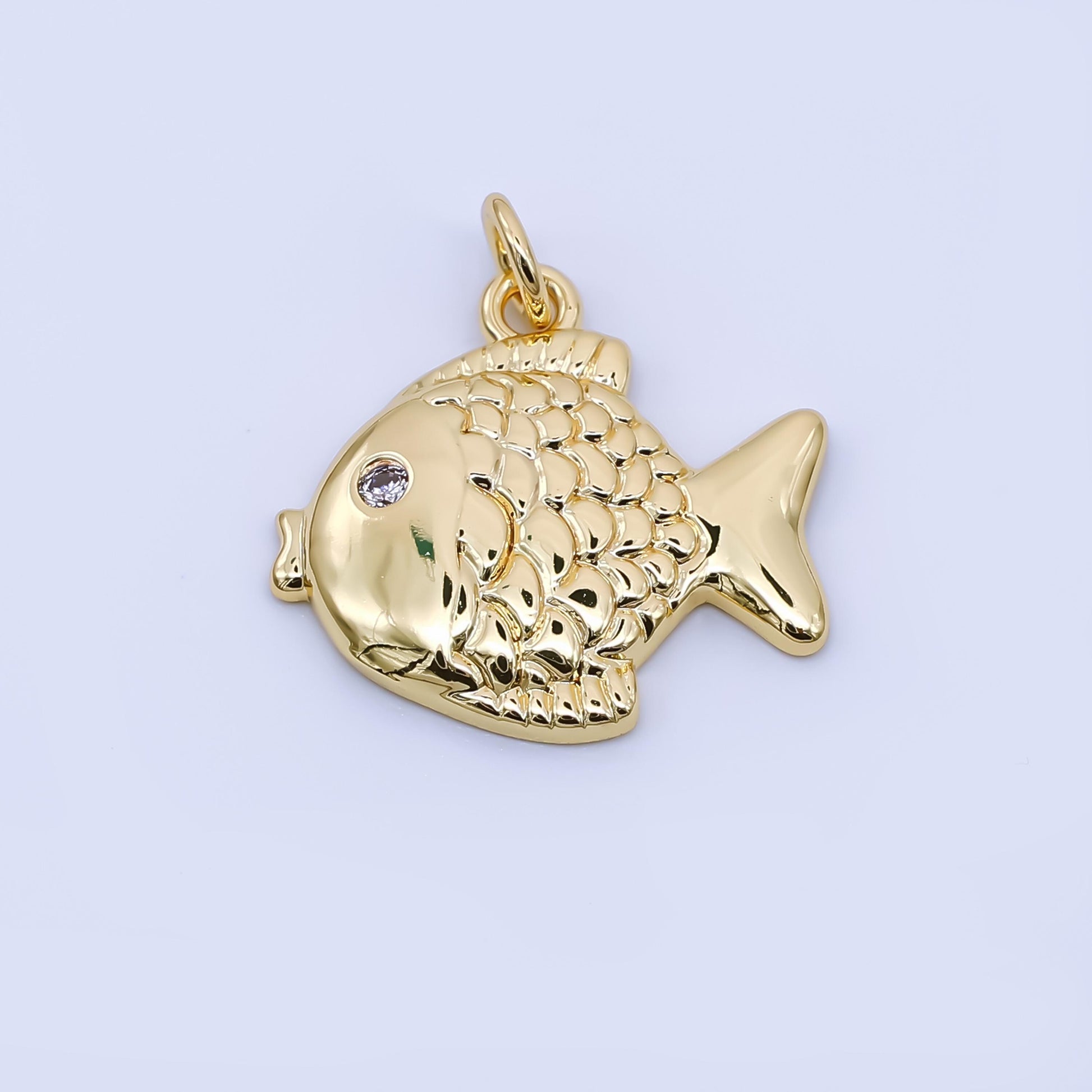 24K Gold Filled Fish Charm Dainty Gold Fish Pendant for Bracelet Necklace for DIY Jewelry Making Supply AJ-399