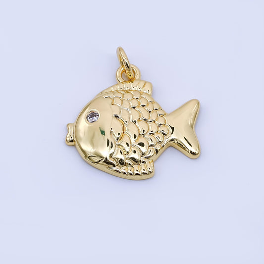 24K Gold Filled Fish Charm Dainty Gold Fish Pendant for Bracelet Necklace for DIY Jewelry Making Supply AJ-399