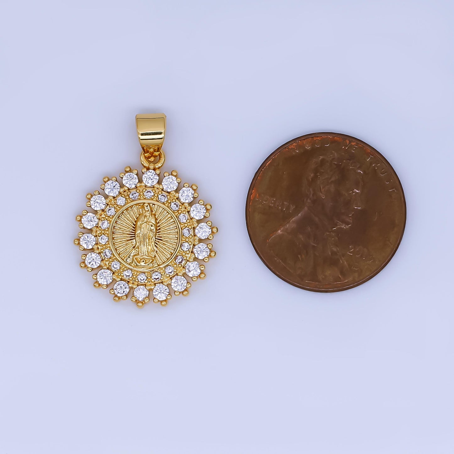 24K Gold Filled Virgin Mary Charm Dainty Cz Lady Guadalupe Pendant for Religious Bracelet Necklace for DIY Jewelry Making Supply AH-503