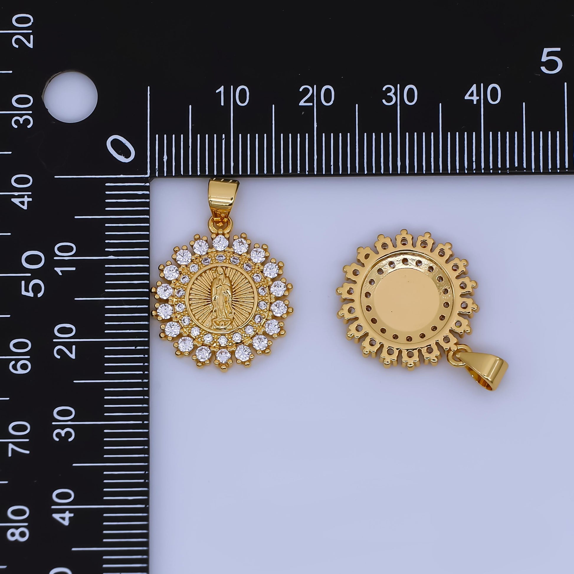 24K Gold Filled Virgin Mary Charm Dainty Cz Lady Guadalupe Pendant for Religious Bracelet Necklace for DIY Jewelry Making Supply AH-503