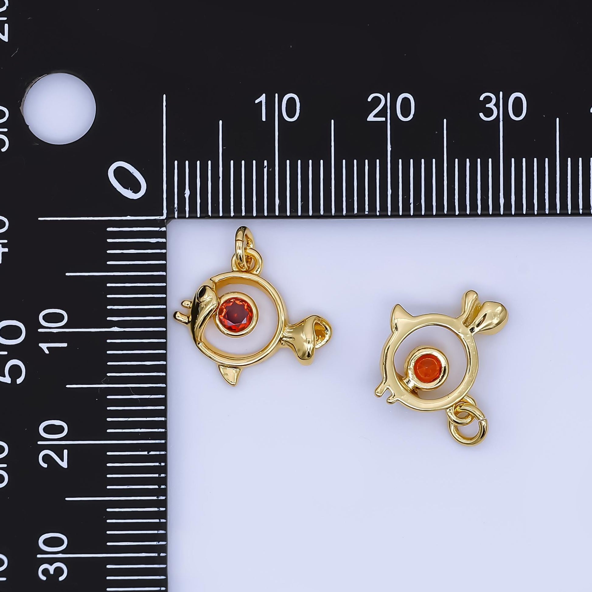 24K Gold Filled Fish Charm Dainty CZ Beach Ocean Sea life Animal Pendant for Summer Bracelet Necklace for DIY Jewelry Making Supply AJ-461