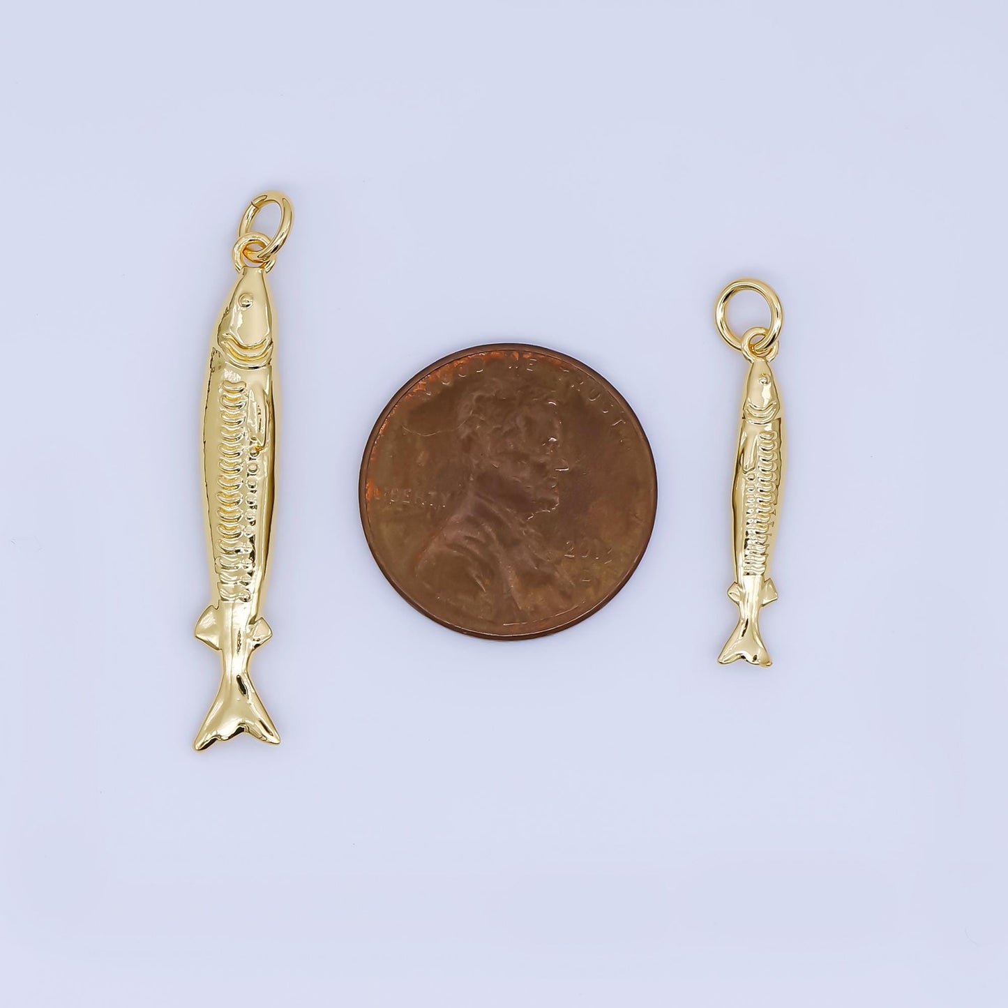 Long 24k Gold Filled Fish Charm Dainty Fisherman Ocean Sea Charm Bracelet Necklace for DIY Jewelry Making Supply AJ466