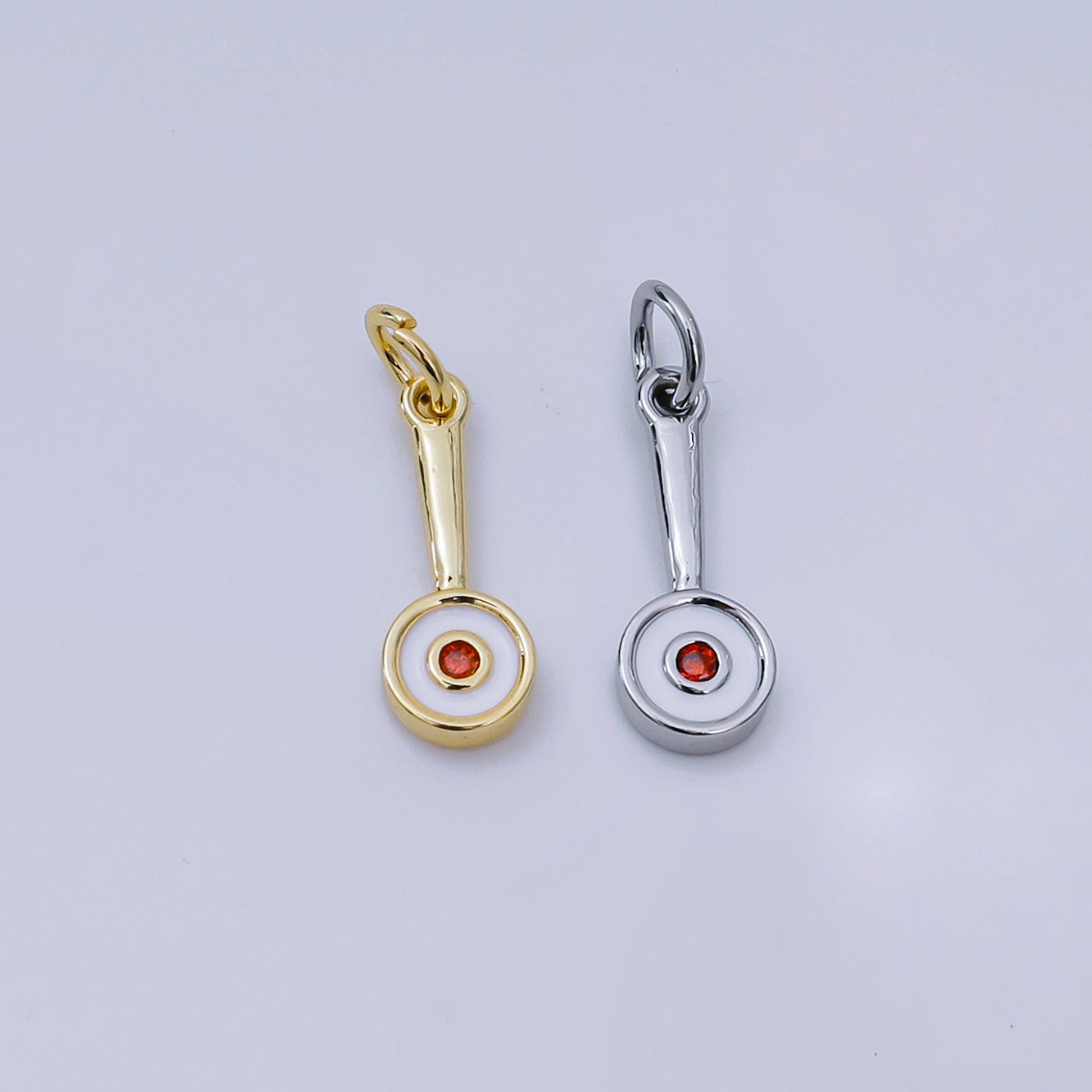 24K Gold Filled Frying Pan Cooking Pan Charm in Gold or Silver | AJ-329