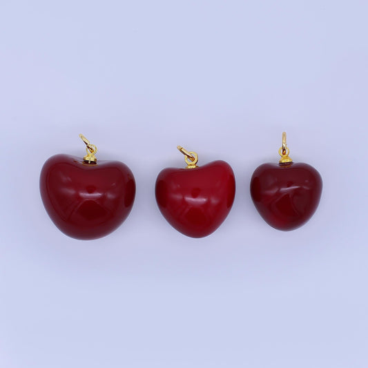 Dark Red Cherry charm enamel pendant fruit foodie charm inspired