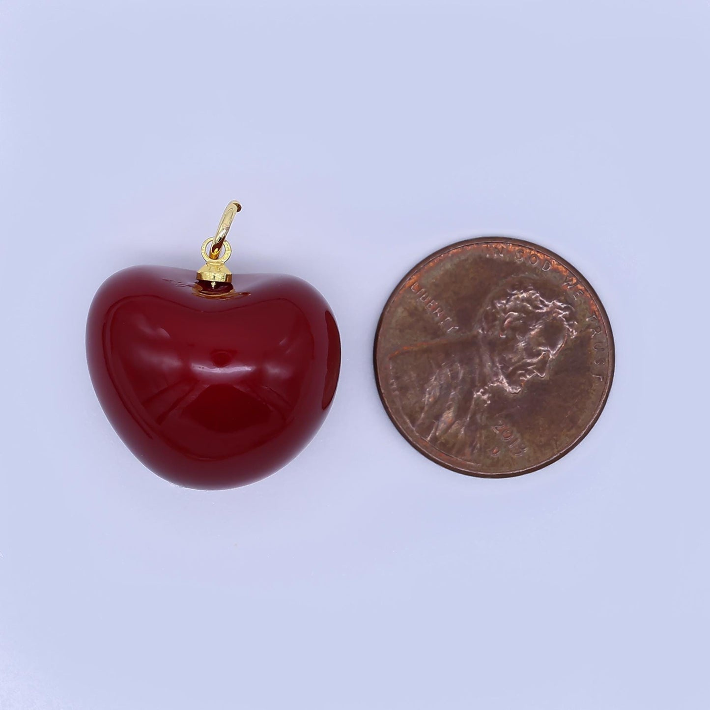 Dark Red Cherry charm enamel pendant fruit foodie charm inspired
