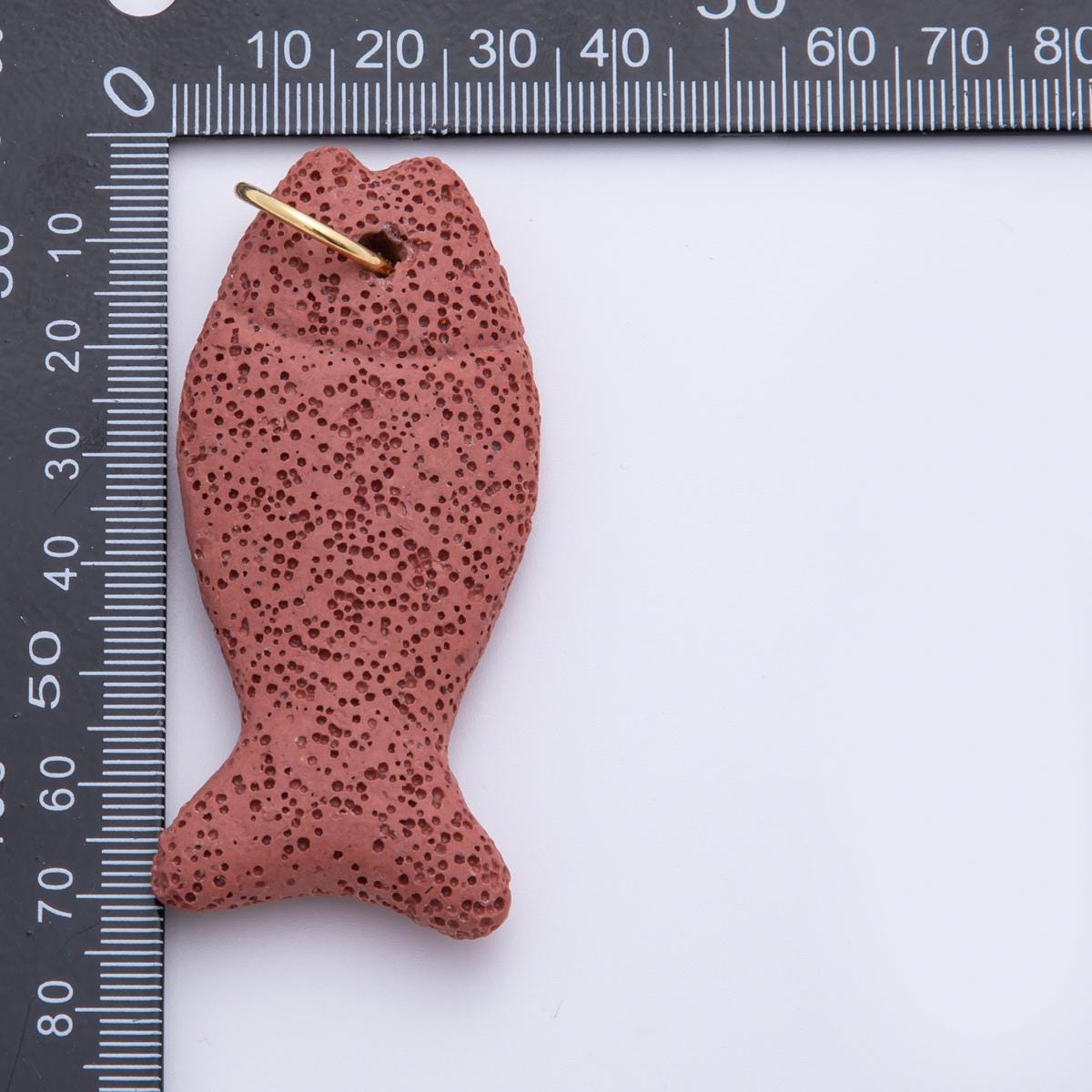 Big Lava Stone Fish Pendant Natural Stone Fish Charm for Necklace Jewelry Making Supply 18k Gold Filled Charm AH-892