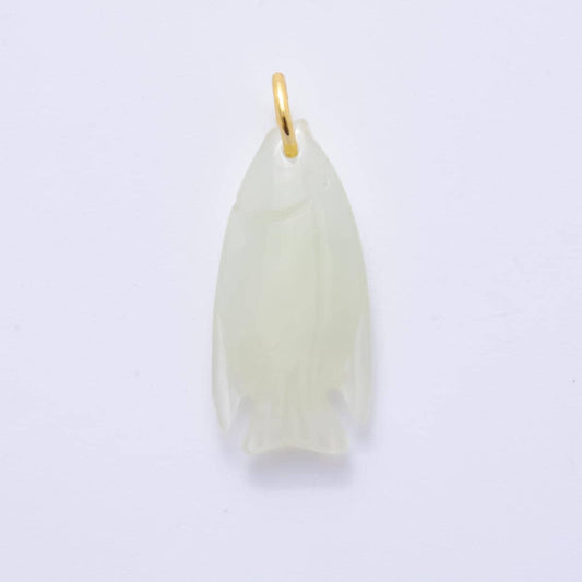18K Gold Filled 31mm Green Jade Fish Charm | AF338