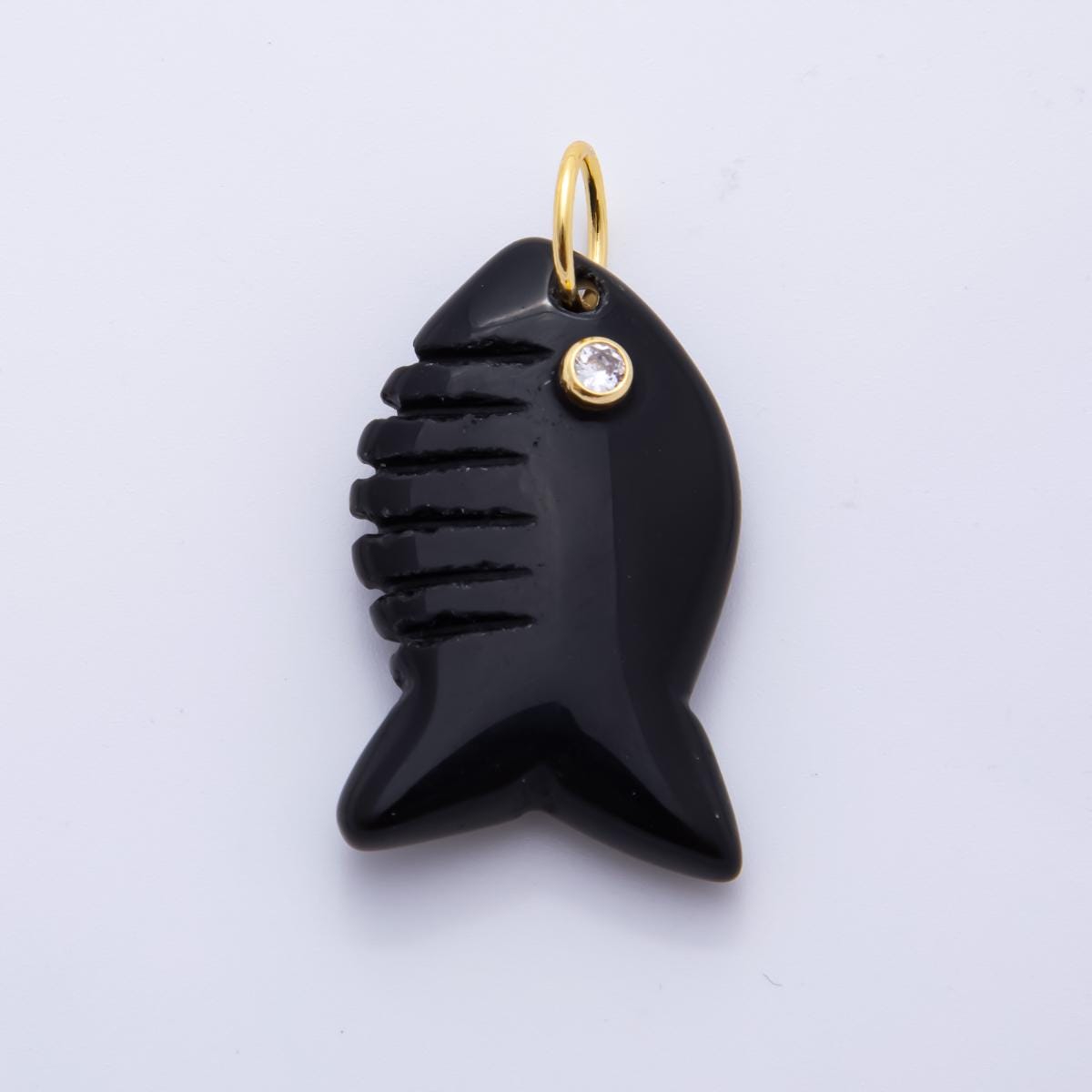 Big Gemstone Shark Pendant Natural Stone Fish Animal Charm for Jewelry Making Supply 18k Gold Filled Charm Cord Scarf Necklace AH-884