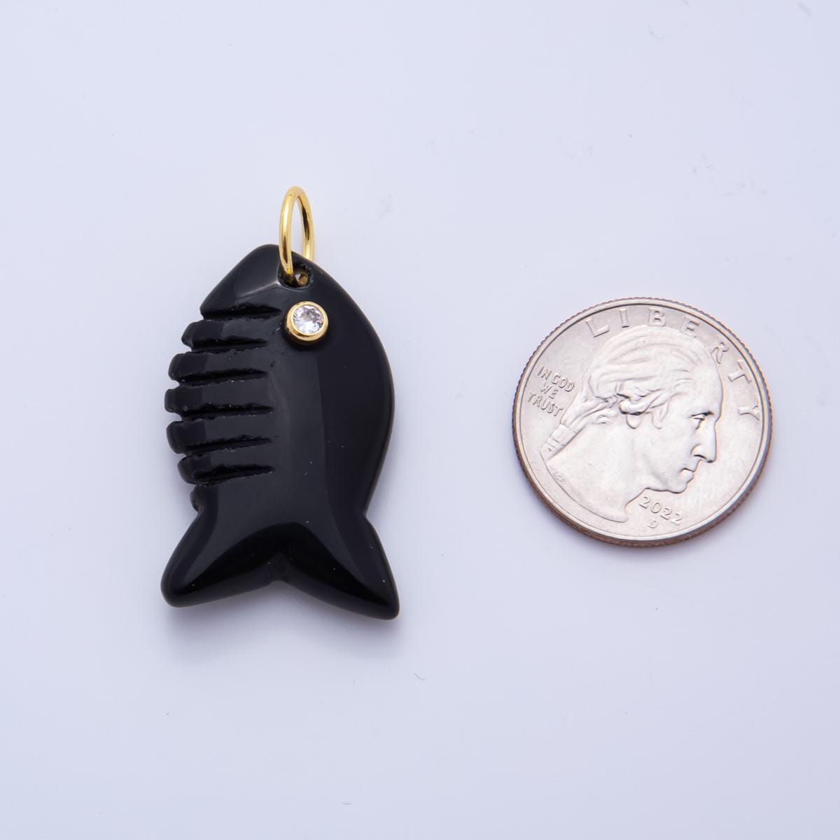 Big Gemstone Shark Pendant Natural Stone Fish Animal Charm for Jewelry Making Supply 18k Gold Filled Charm Cord Scarf Necklace AH-884