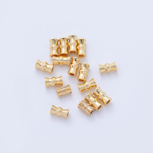 18K Gold Filled 7mm Geometric Edged Tube Bead Spacer Set by 10 Pieces | B739