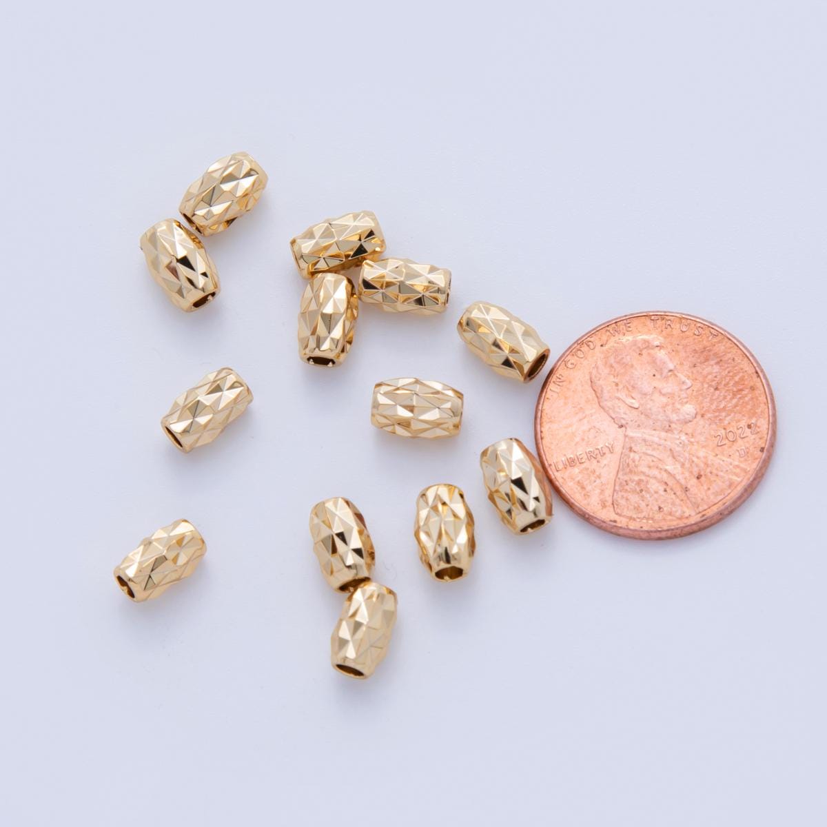 18K Gold Filled 4.5mm Multifaceted Cylinder Bead Spacer Set by 10 Pieces | B740
