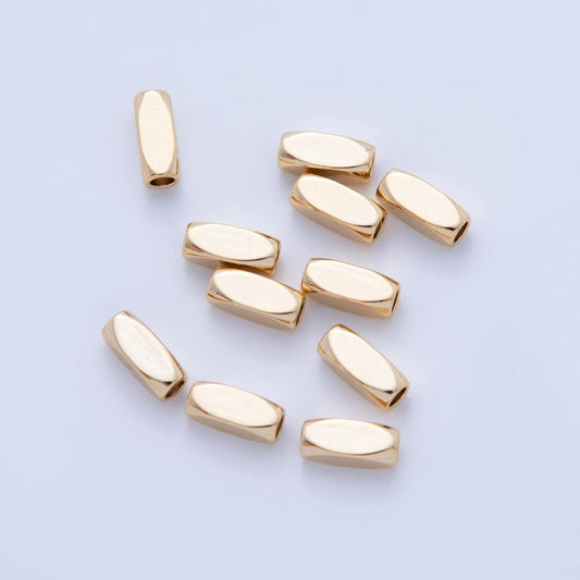 18K Gold Filled 3.8mm Edged Cylinder Tube Mini Bead Spacer Set by 10 Pieces | B742