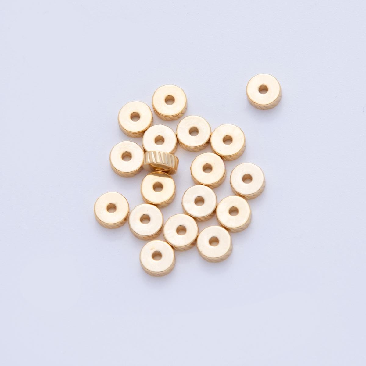 18K Gold Filled Ribbed Lined Thin Rondelle Bead Spacer Set by 10 Pieces | B744