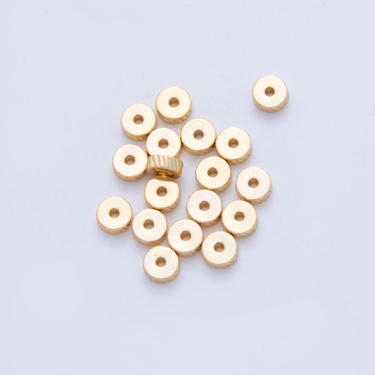 18K Gold Filled Ribbed Lined Thin Rondelle Bead Spacer Set by 10 Pieces | B744