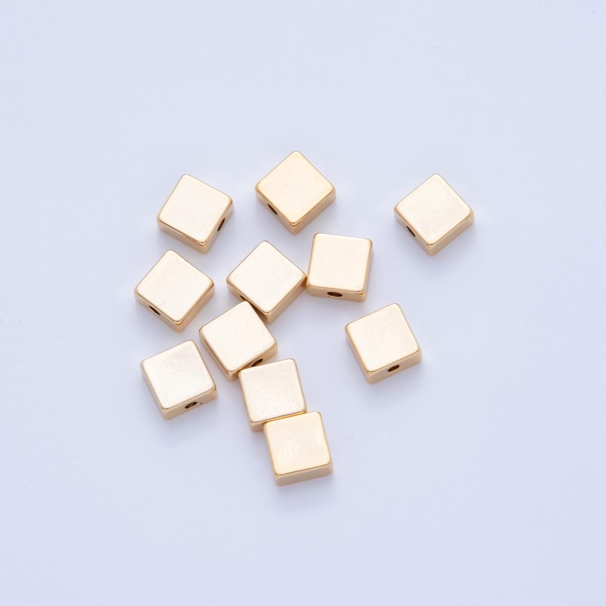 18K Gold Filled 6mm Minimalist Square Thin Bead Spacer Set by 10 Pieces | B745