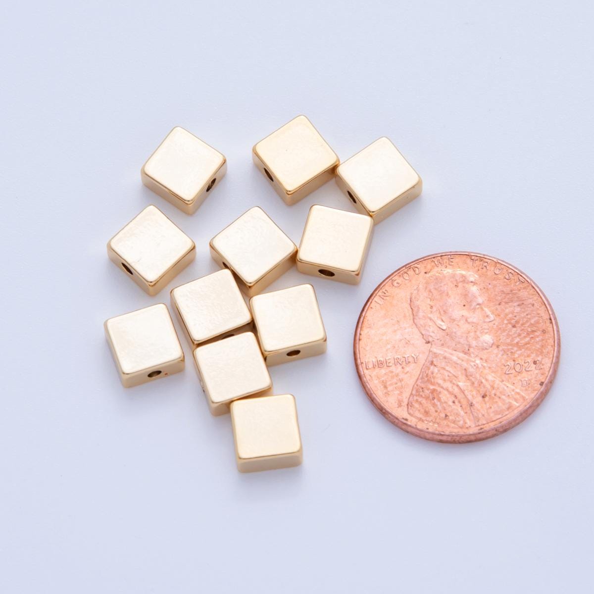 18K Gold Filled 6mm Minimalist Square Thin Bead Spacer Set by 10 Pieces | B745