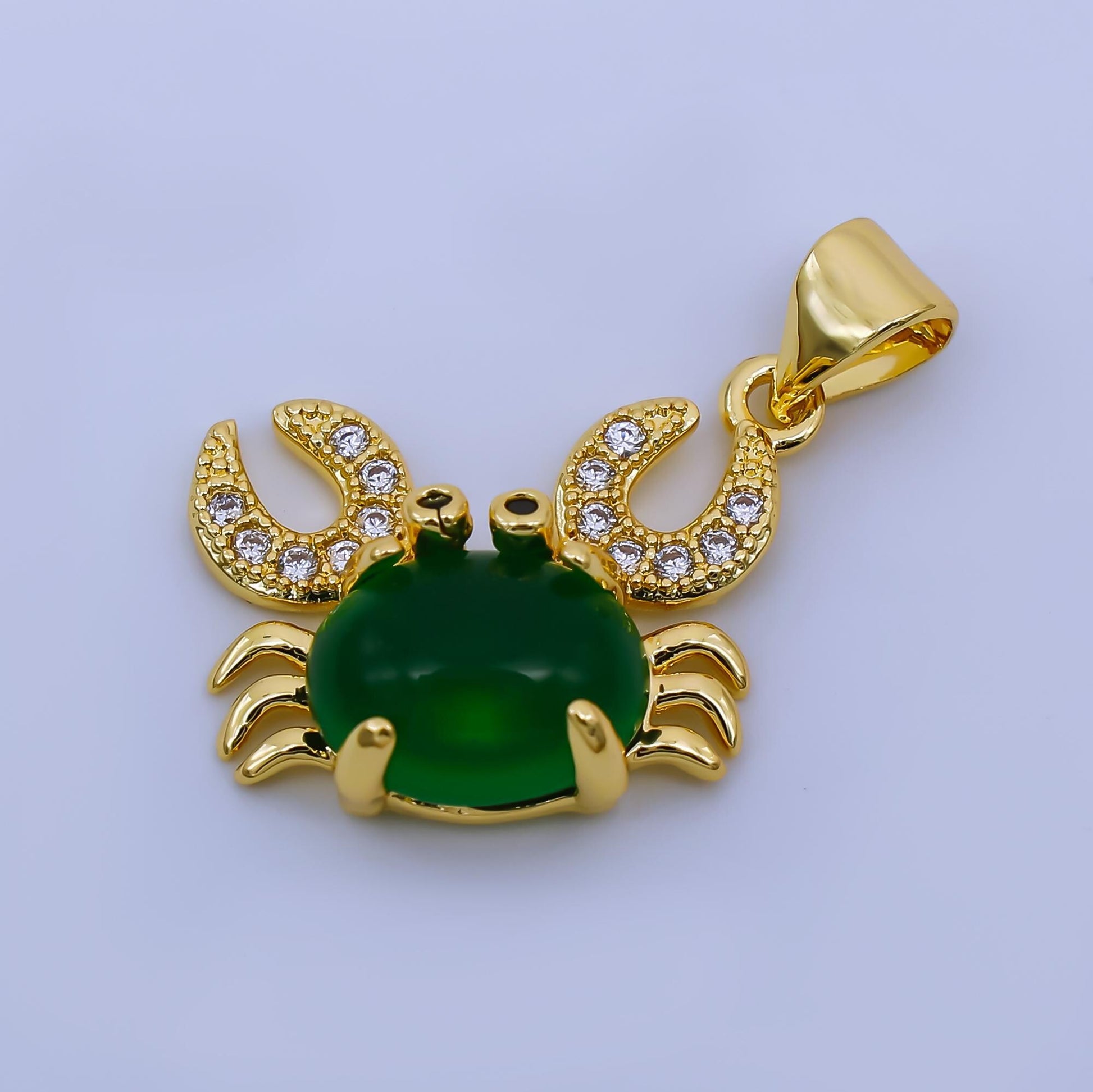 Dainty Red Crab Charms 24K Gold Filled CZ Crabby Pendant Sea Life Beach Charm Bracelet Necklace for DIY Jewelry Making Supply AH-531