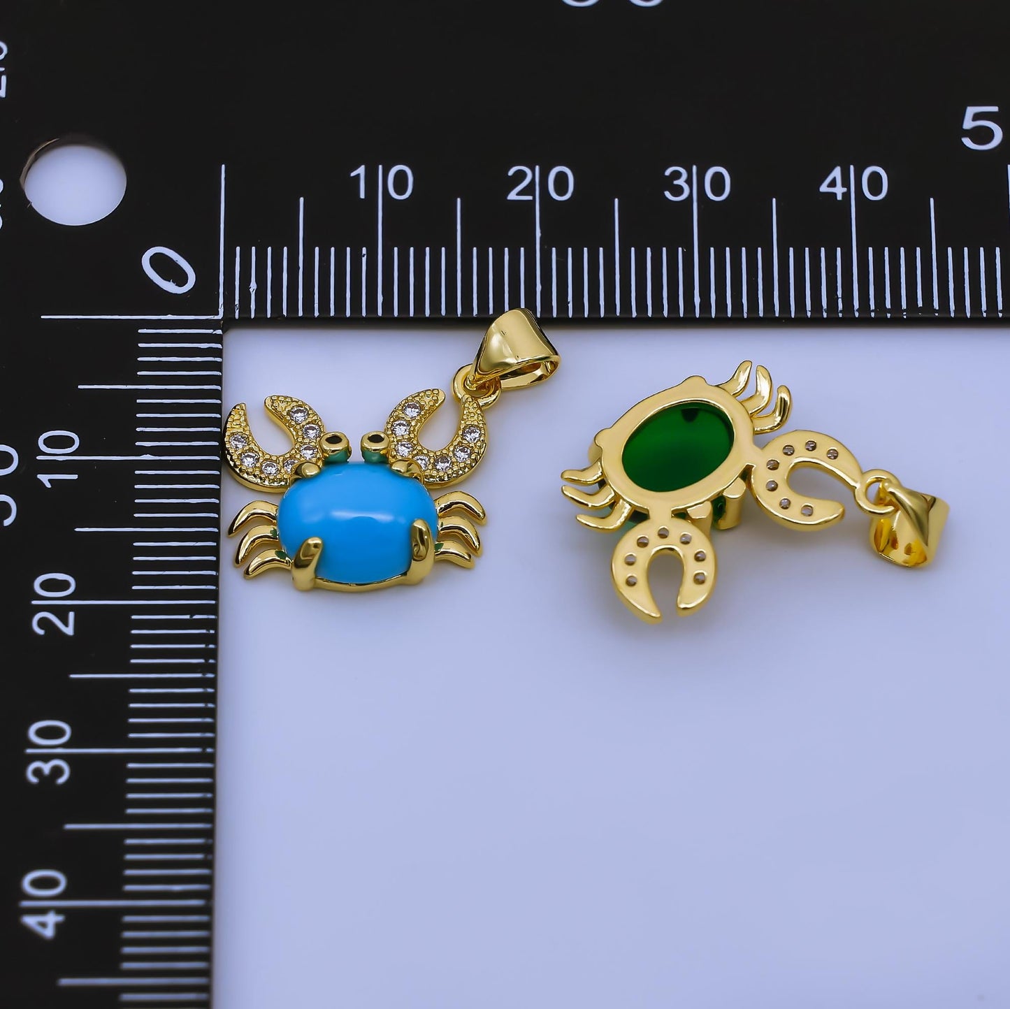 Dainty Red Crab Charms 24K Gold Filled CZ Crabby Pendant Sea Life Beach Charm Bracelet Necklace for DIY Jewelry Making Supply AH-531