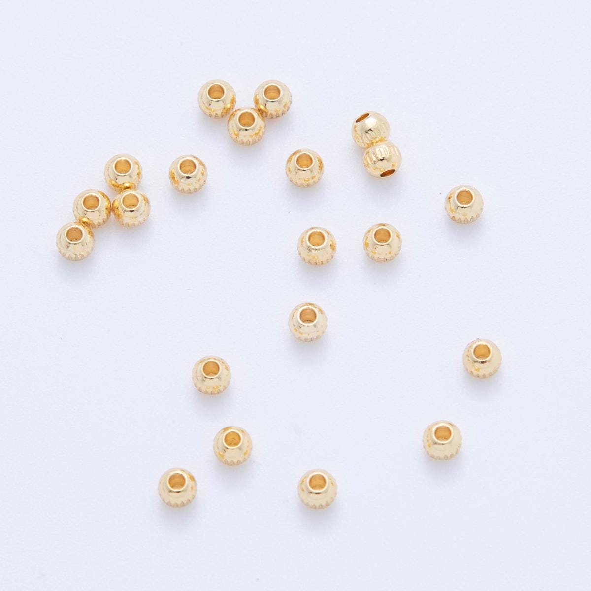18K Gold Filled 4mm Minimalist Lined Ribbed Spacer Bead By Pack | B746