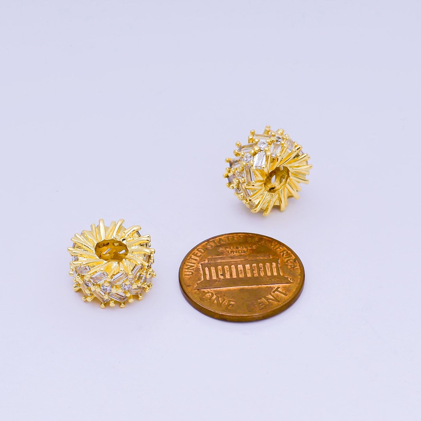 Gold Baguette Round beads charms 24k gold filled Donut spacer beads bracelet necklace for diy jewelry making supply B-919