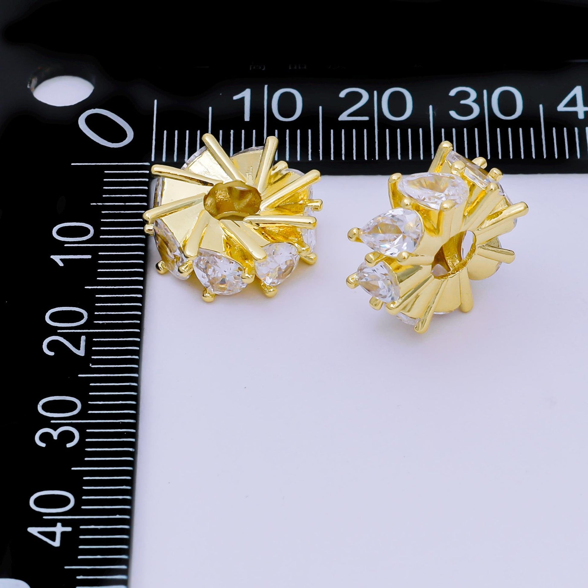 Gold Teardrop CZ Round beads charms 24k gold filled Donut spacer beads bracelet necklace for diy jewelry making supply 15mm | B-918