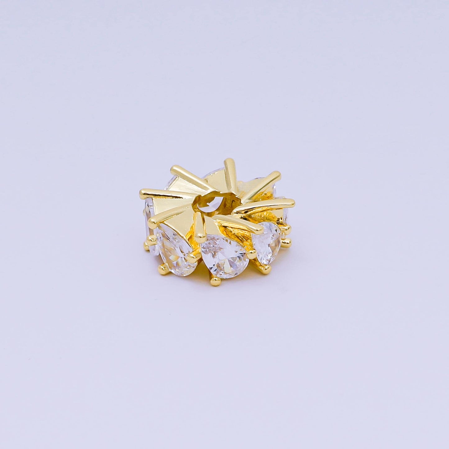 Gold Teardrop CZ Round beads charms 24k gold filled Donut spacer beads bracelet necklace for diy jewelry making supply 15mm | B-918