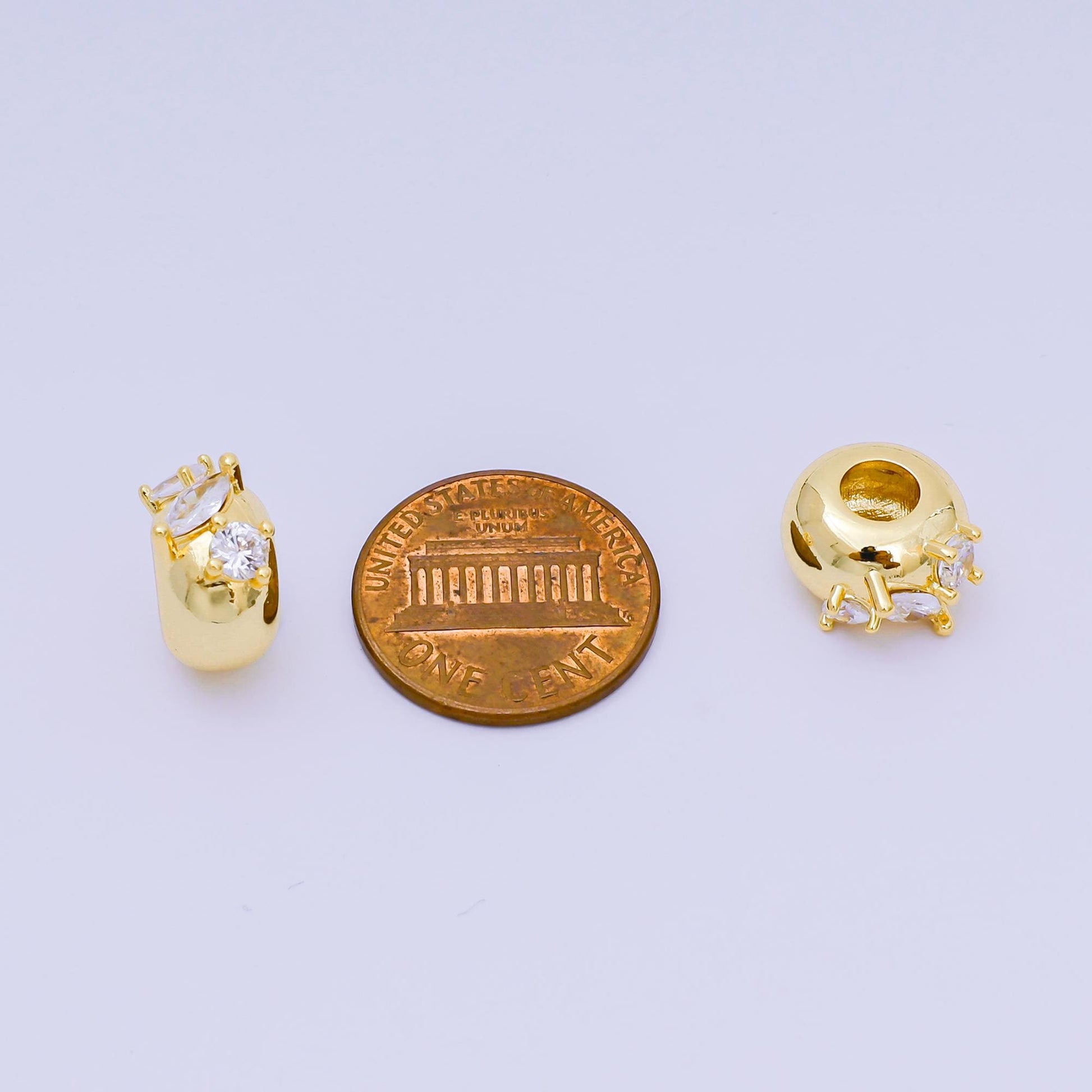 1pc gold Triple CZ Shape spacer beads for diy beaded bracelet jewelry charms rondelle bead spacer bead size 12mm bead Large Hole B-003