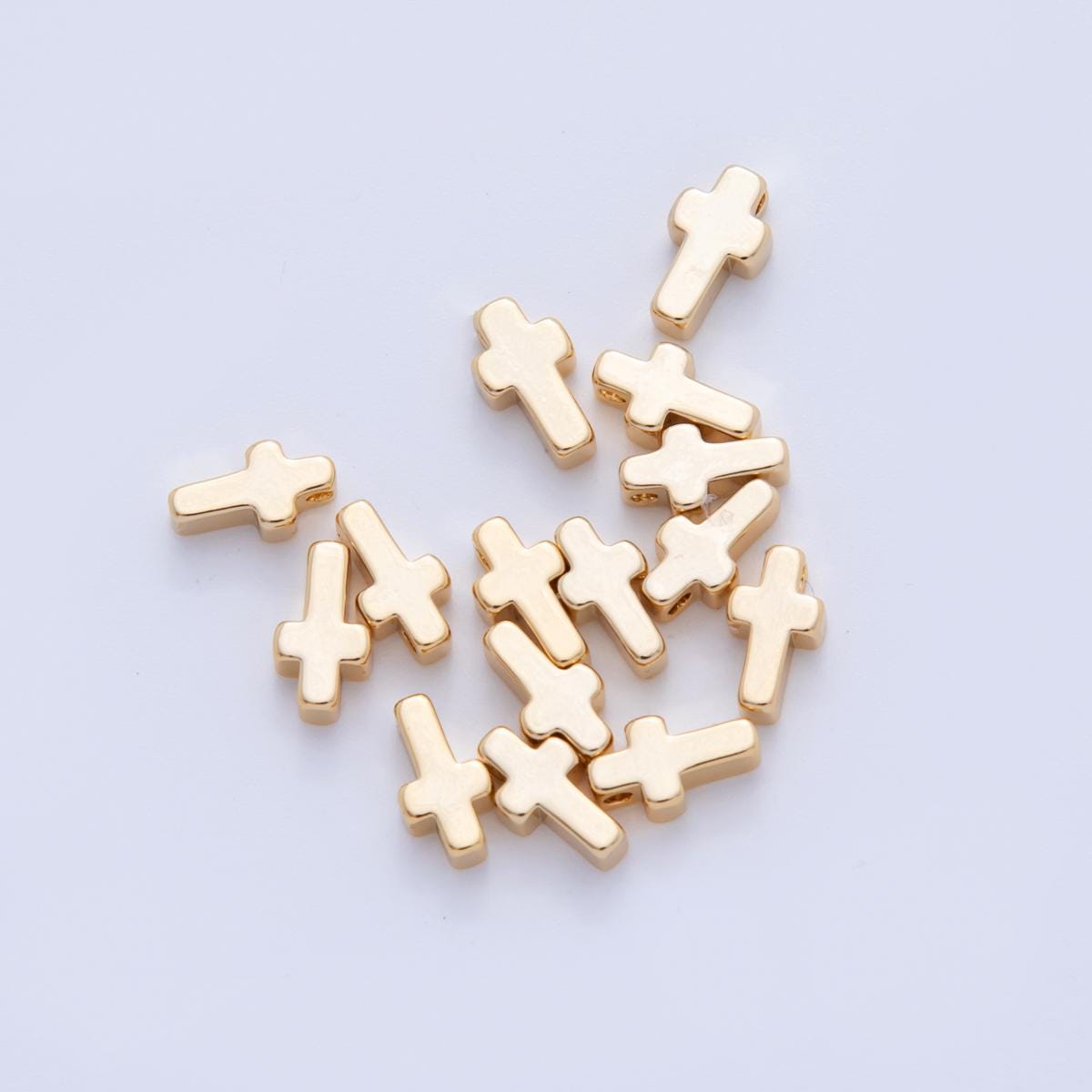 18K Gold Filled 8.5 Minimalist Religious Cross Bead Spacer Set by 10 Pieces | B749