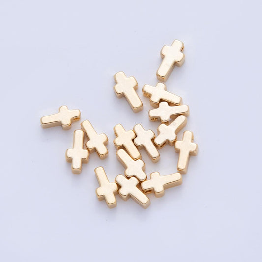 18K Gold Filled 8.5 Minimalist Religious Cross Bead Spacer Set by 10 Pieces | B749