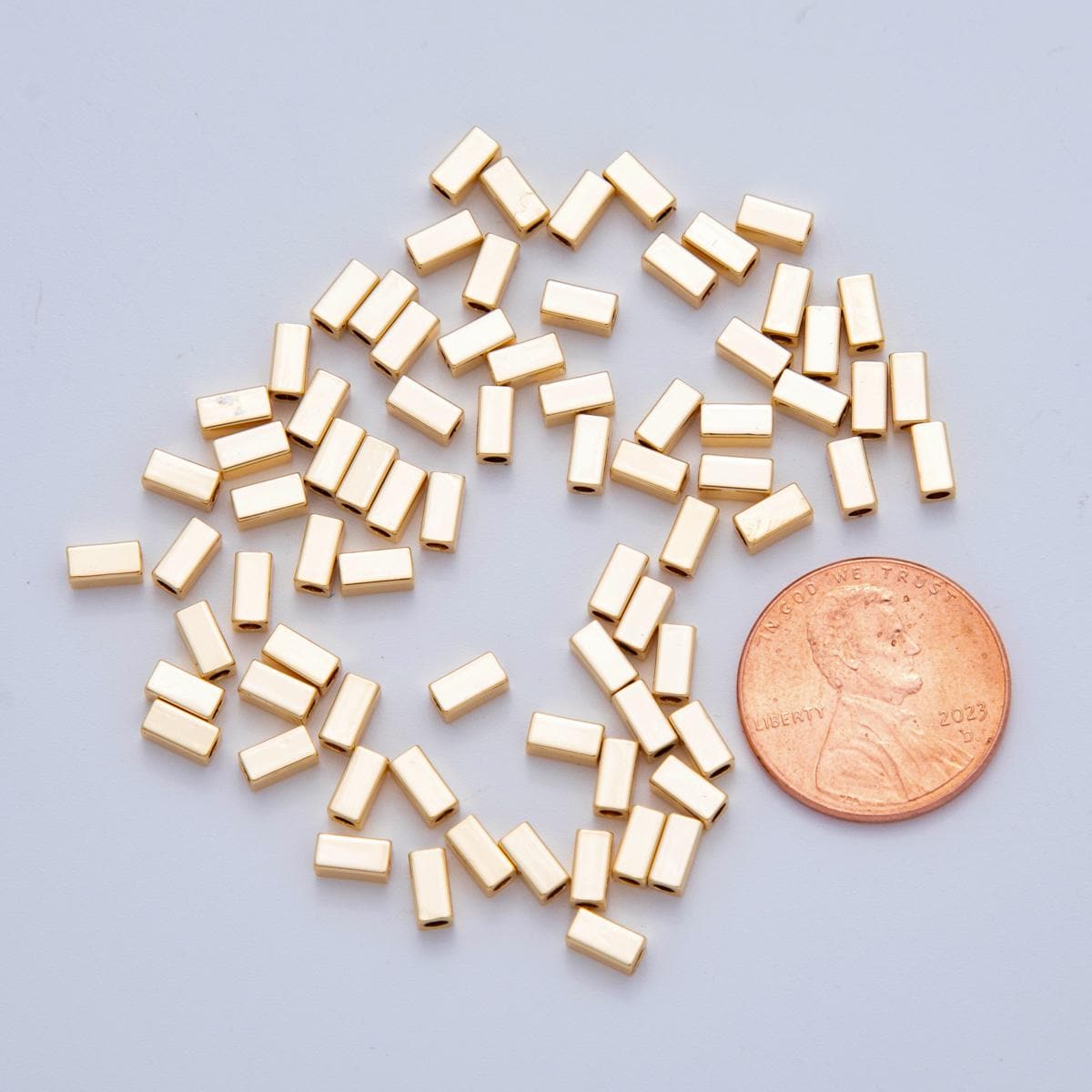 18K Gold Filled 2.5mm Thin Rectangular Bead Spacer Set by 10 Pieces | B750