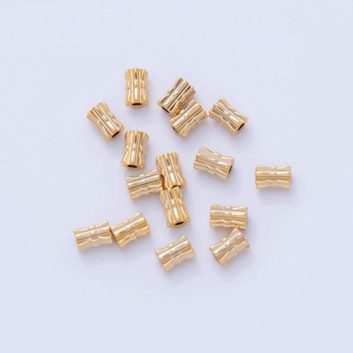 18K Gold Filled 4mm Geometric Lined Tube Bead Spacer Set by 10 Pieces | B823