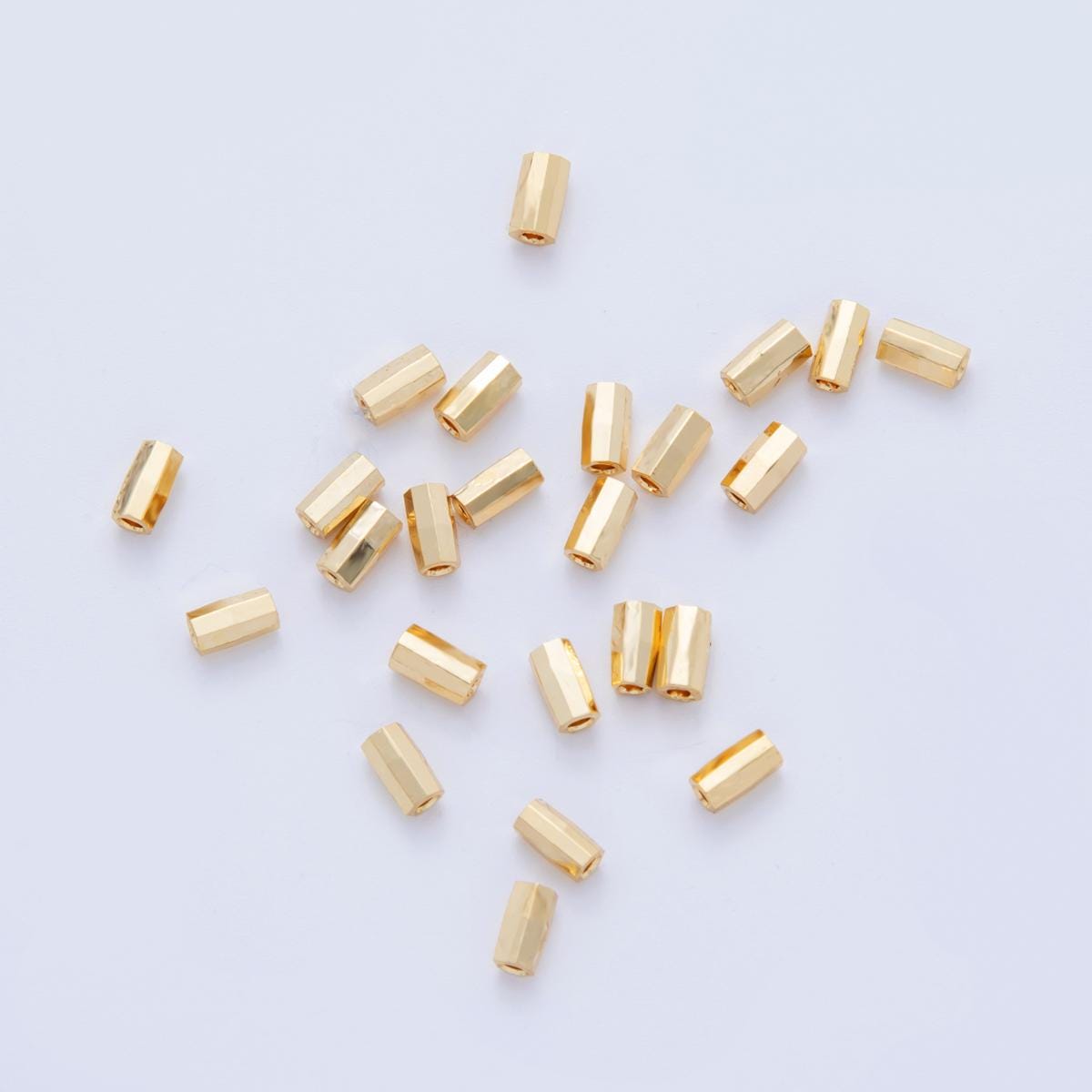 18K Gold Filled 2.8mm Multifaceted Thin Tube Bead Spacer Set by 10 Pieces | B824