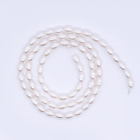 4mm seed luster white Rice Oval Shape Shell pearl full strand Small seed 71 pcs pearl beads pearlcore inspired WA-3170