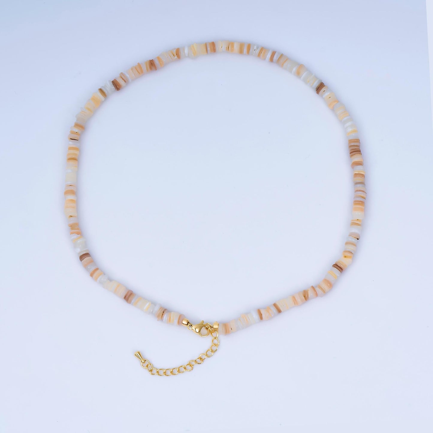 Handmade Brown Shell Pearl Necklace Rondelle Smooth Earthly Cluster Necklace Summer Beach Jewelry | WA-3247
