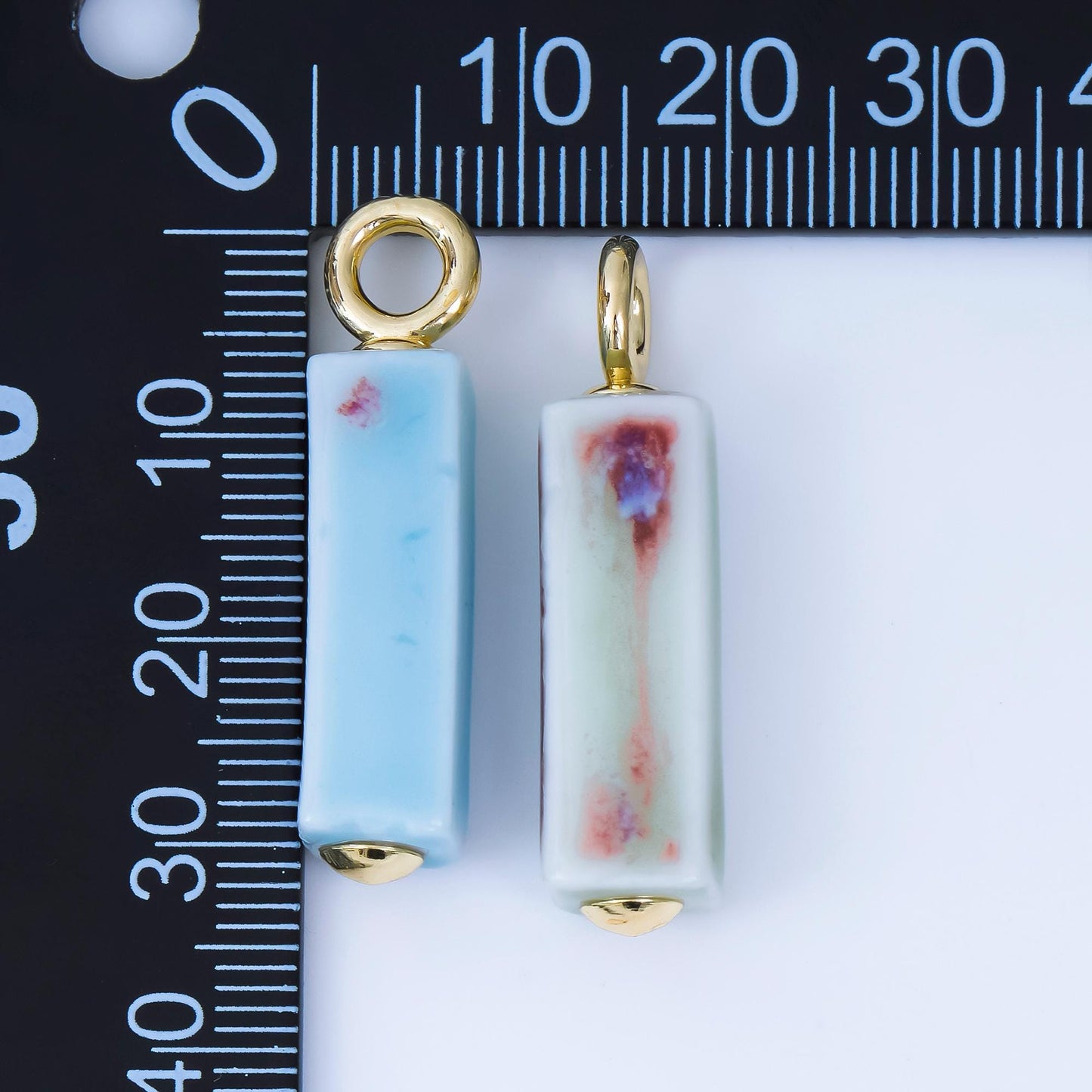 Dainty Ceramic Bar beads Charm Colorful pendant for necklace Bracelet Earring Charm AJ-451