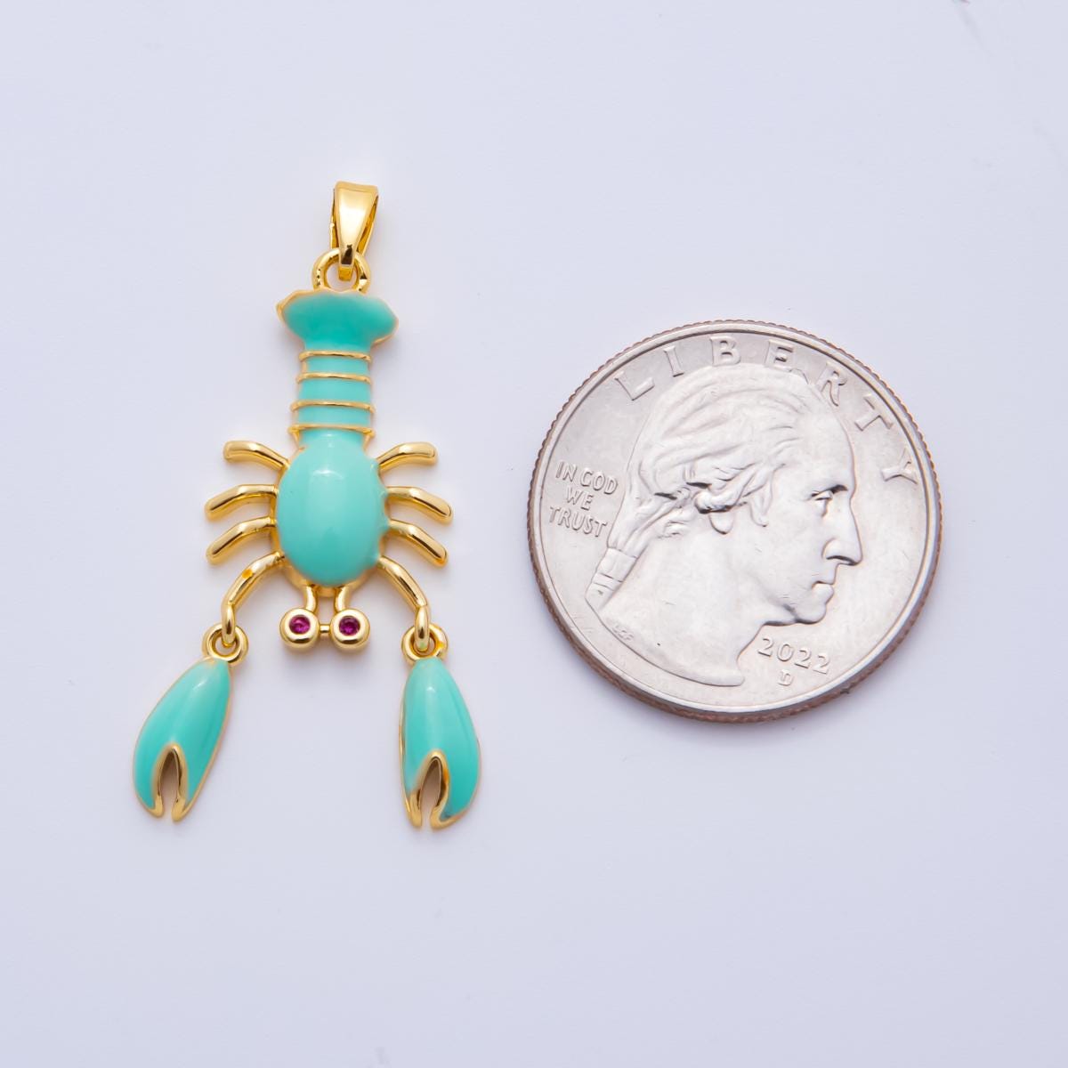 Move Claw Red Lobster Charms 18K Gold Filled Enamel Lobster Pendant Sea Life Ocean Charm Bracelet Necklace for DIY Jewelry Supply AH-798
