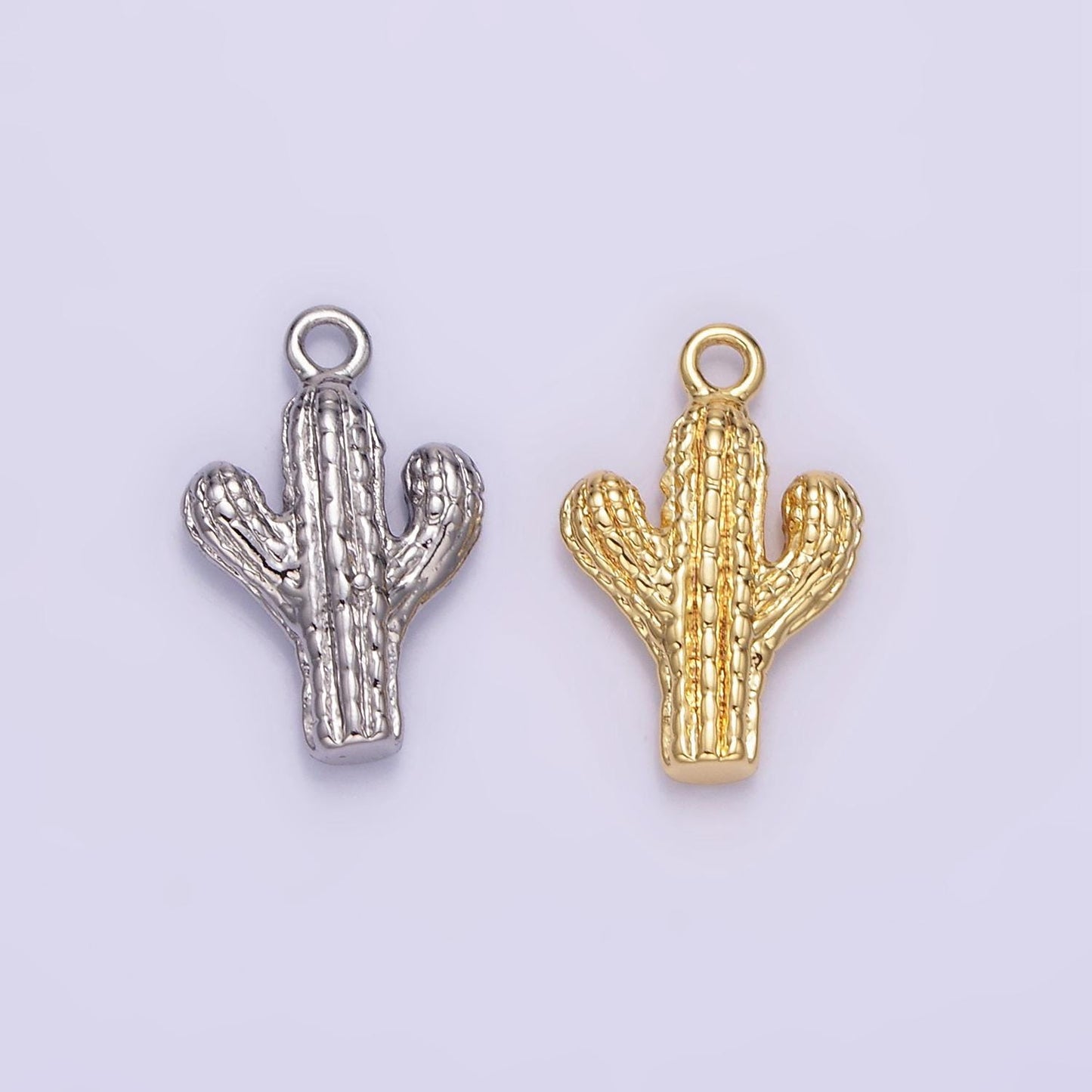Dainty gold cactus pendant | gold cactus charm | gold cactus necklace bracelet earring charm for diy jewelry supply wholesale jewelry W532