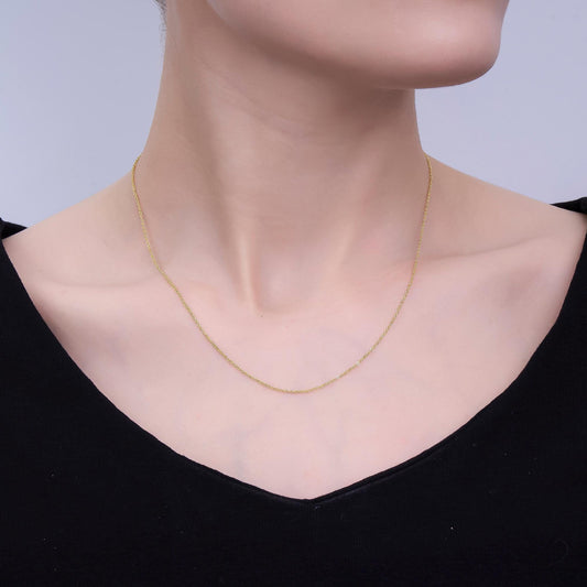 24K Gold Filled 1.1mm Cable 15.5 Inch Chain Necklace | WA-3240