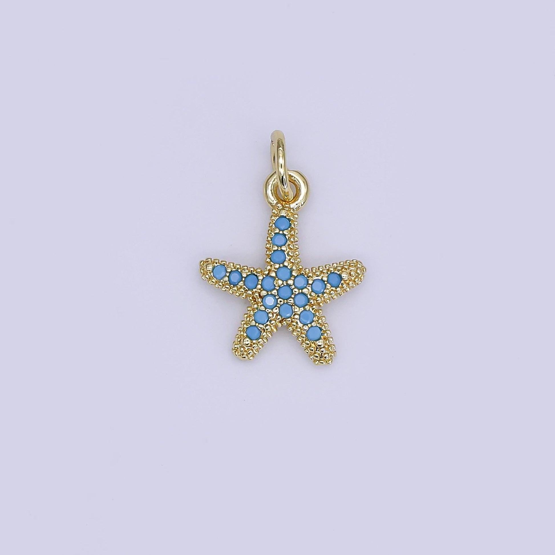 Mini CZ Pave Gold Star Charms Dainty Celestial Pendant Cubic Star Charm for Bracelet Earring Necklace Star Fish Charm AJ-355