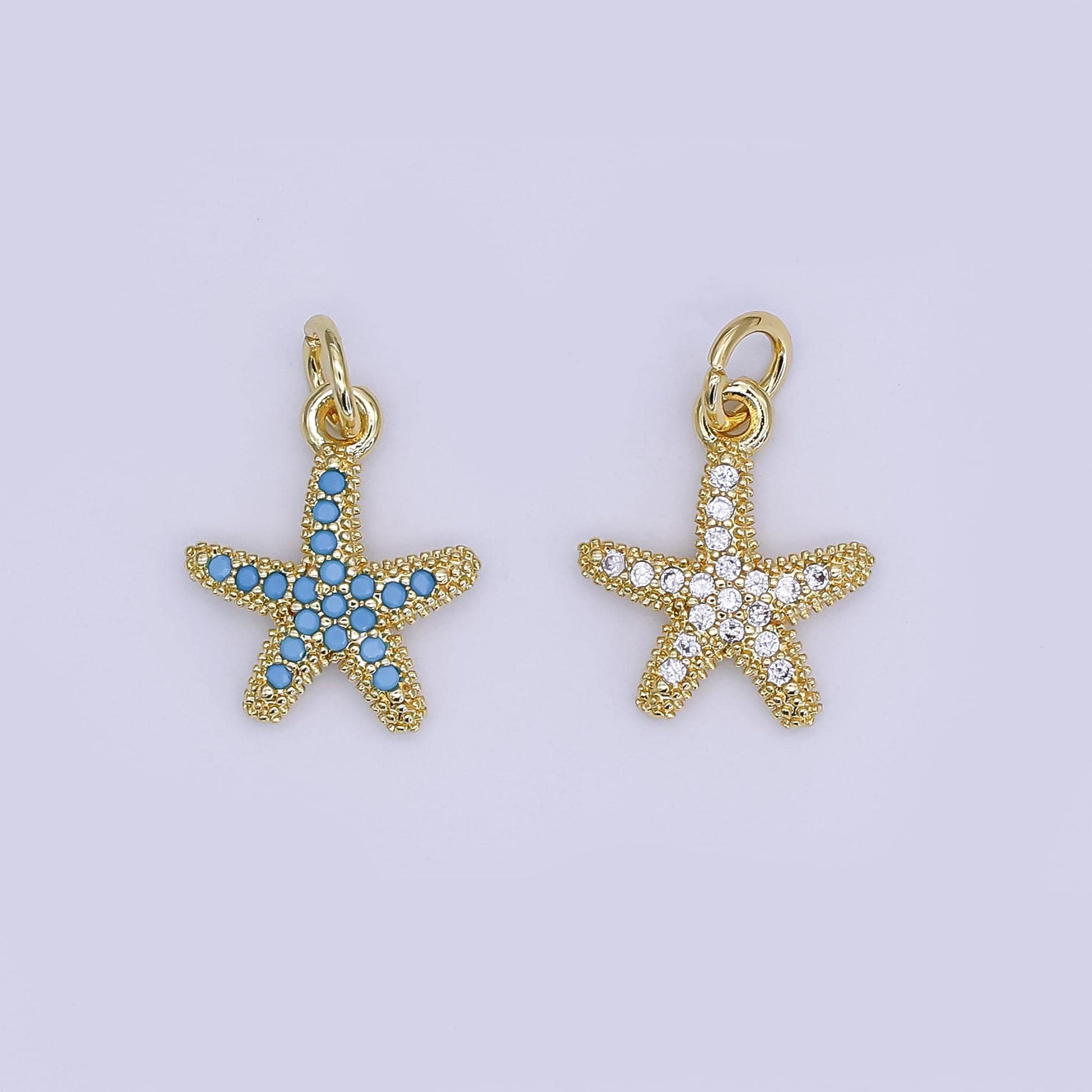Mini CZ Pave Gold Star Charms Dainty Celestial Pendant Cubic Star Charm for Bracelet Earring Necklace Star Fish Charm AJ-355