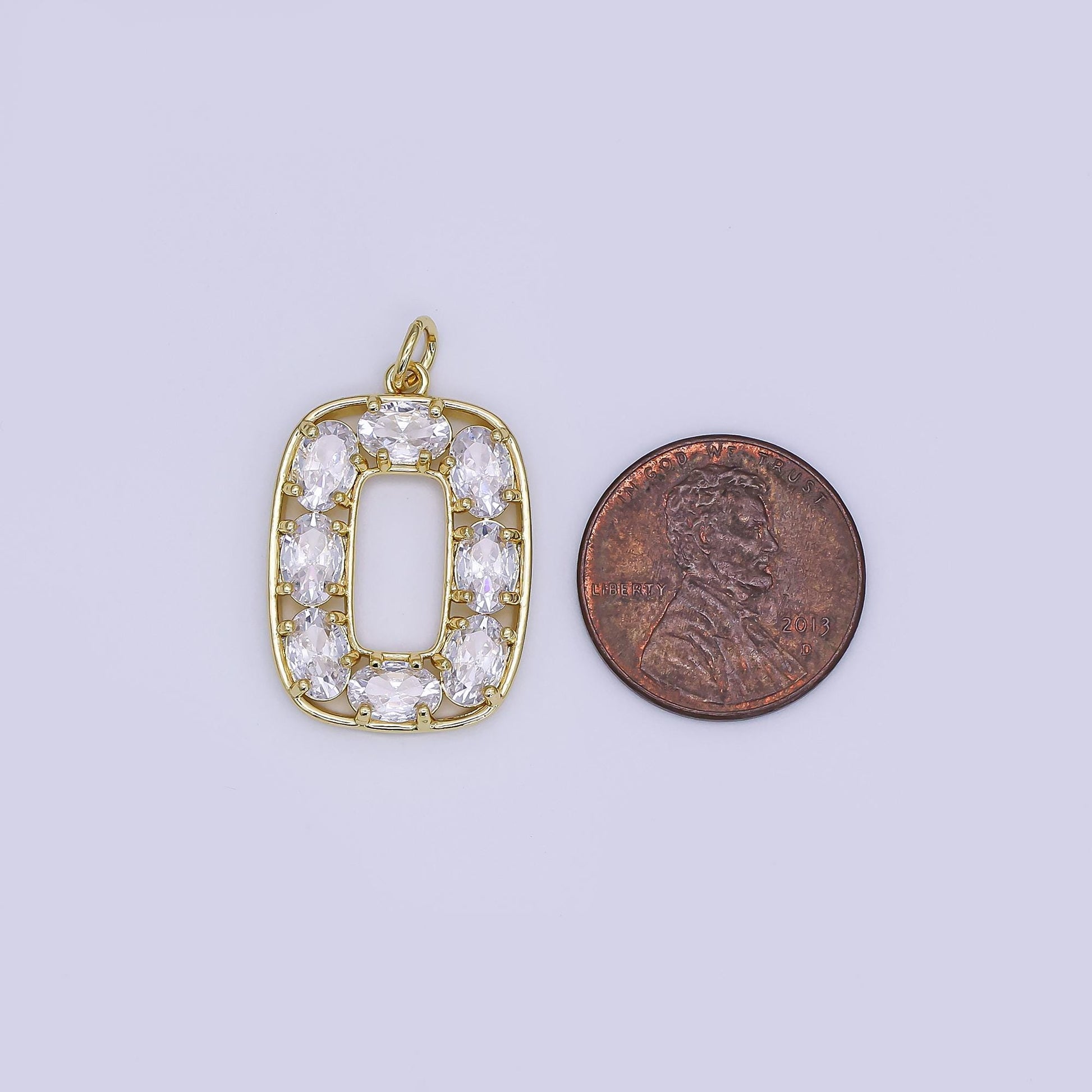 Mini CZ Pave Gold Oblong Charms Dainty 24k Gold Filled Oval Tag Geometry Pendant for Bracelet Earring Necklace AJ-353